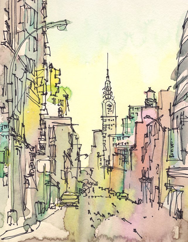 642x825 New York Sketch Chrysler Building New York City Print From Etsy - Chrysler Building Sketch