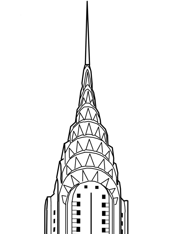 600x776 Chrysler Building Drawing - Chrysler Building Sketch
