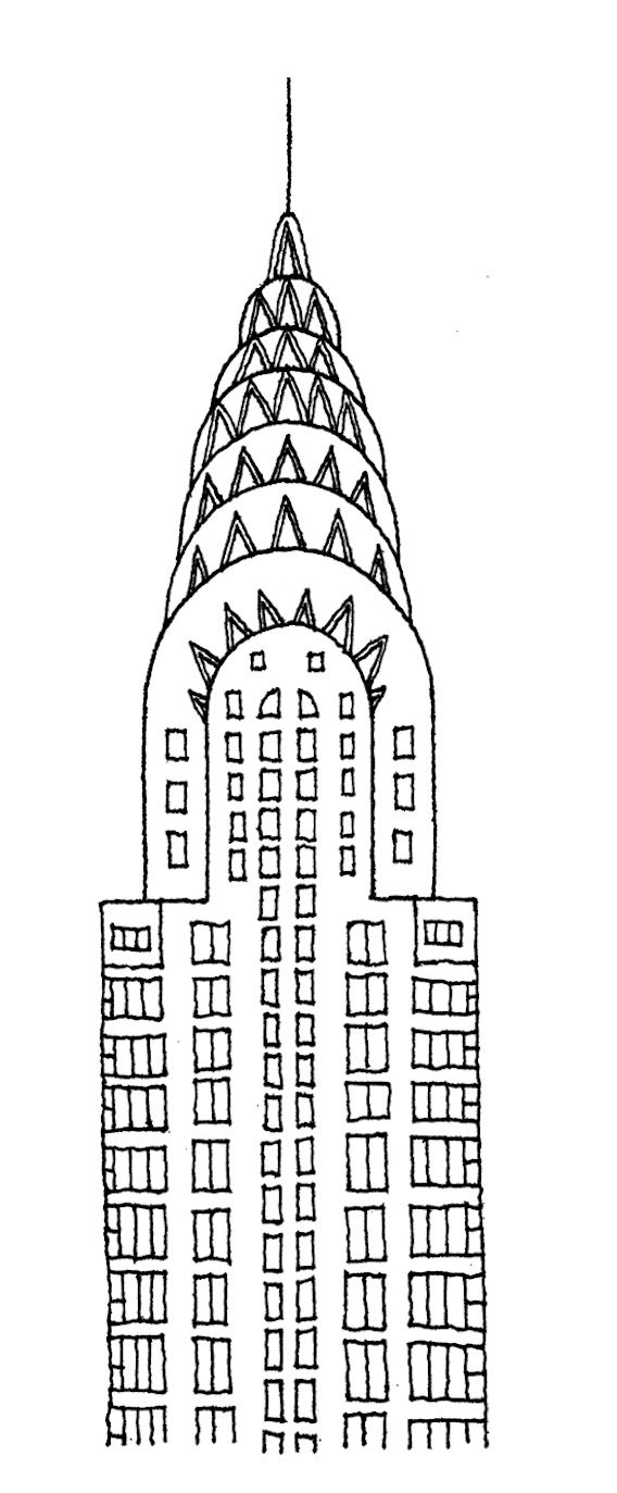 568x1373 Chrysler Building Drawing Architectural Drawings By Illustrator - Chrysler Building Sketch