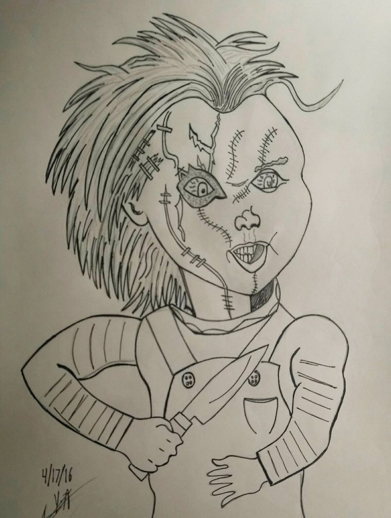 776x1028 Chucky The Killer Doll (Ink) By Isaac51290 - Chucky Doll Sketch