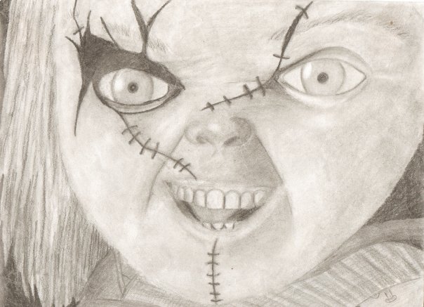 604x437 Images Of Chucky Face Drawing - Chucky Doll Sketch
