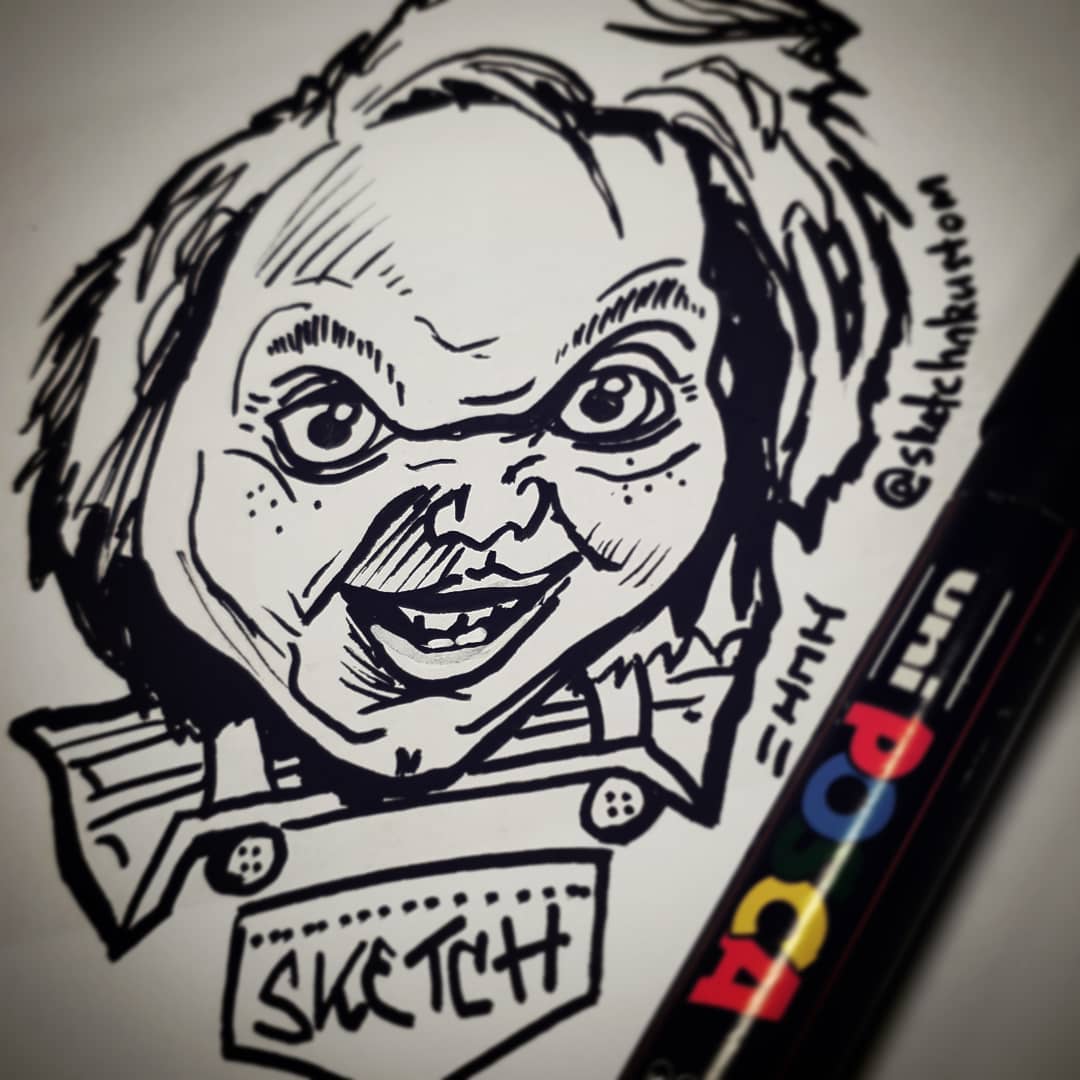 Chucky Doll Sketch - Cool Pencil Chucky Doll Drawing Easy | Digimoviezek