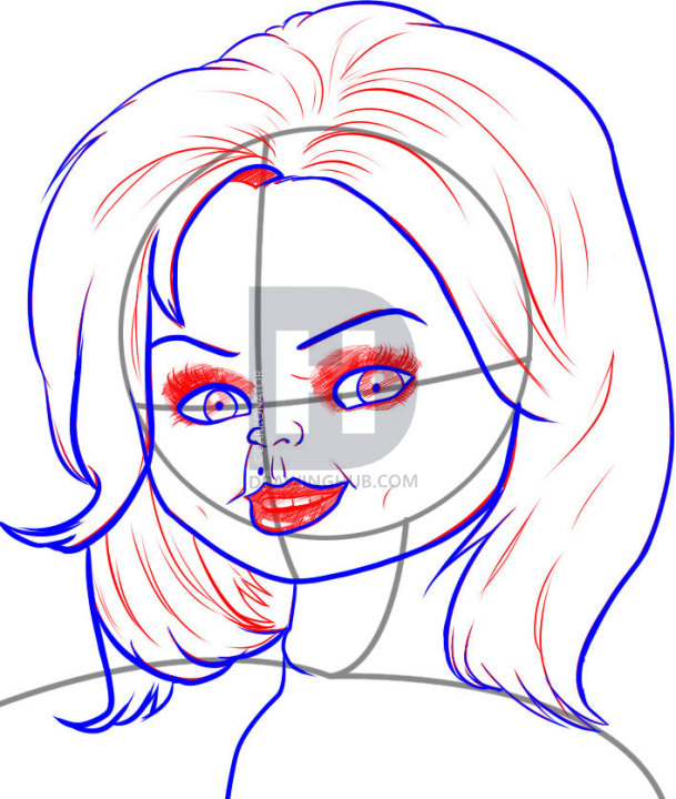 609x720 How To Draw Bride Of Chucky, Step By Step, Drawing Guide, By - Chucky Sketch