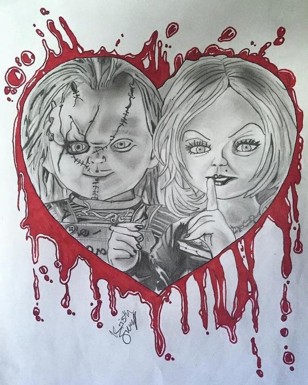 600x750 Chucky And Tiffany Art Print By Kristin Salley - Chucky Sketch