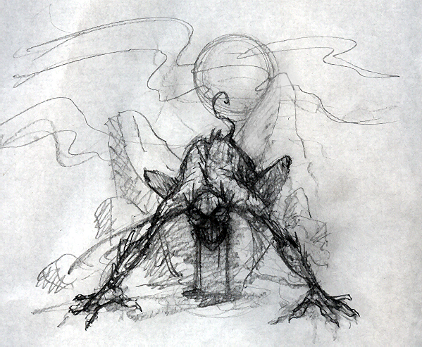 599x493 Dsg 619 Creature El Chupacabra - Chupacabra Sketch