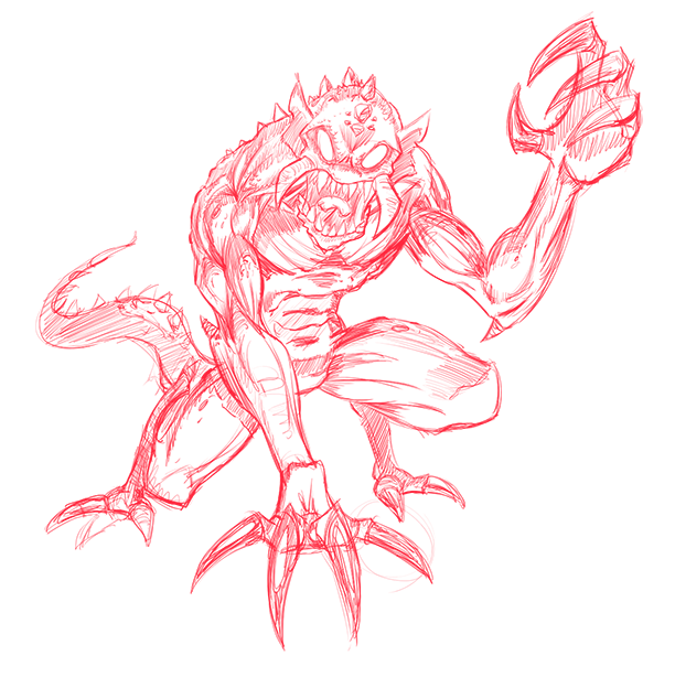 612x624 El Chupacabra Sketch Universe K Kevin Myers Illustration - Chupacabra Sketch