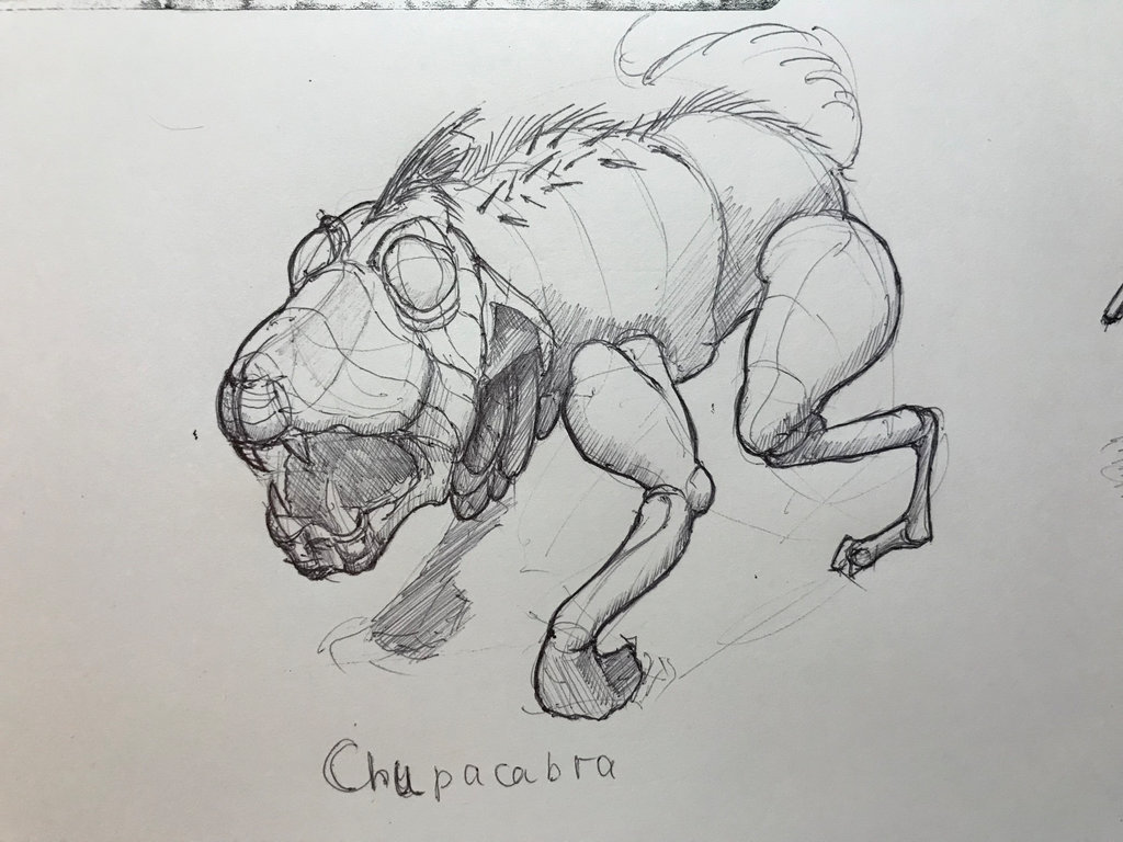 1024x768 Sketch 58 Chupacabra By Azirinext - Chupacabra Sketch