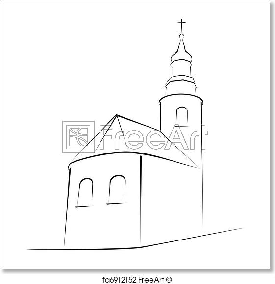 561x581 Free Art Print Of Church Symbol. Structure Of Church On Simple - Church Building Sketch