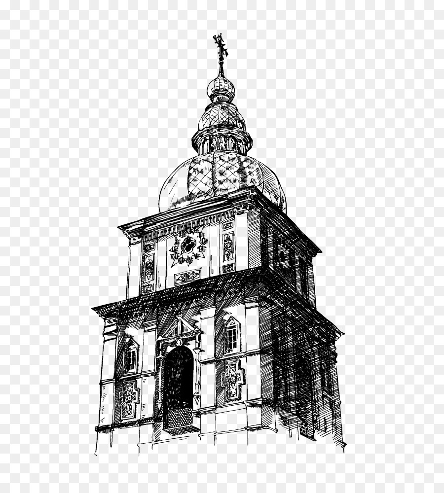 900x1000 Kiev Drawing Church Illustration - Church Building Sketch