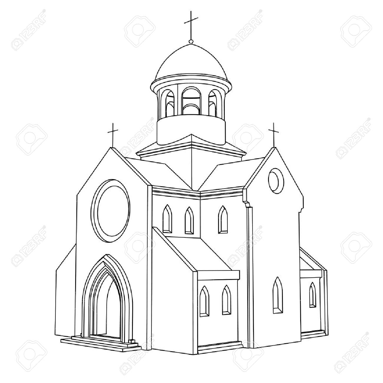 1300x1300 Collection Of Free Churched Clipart Sketch. Download On Ubisafe - Church Sketch Images
