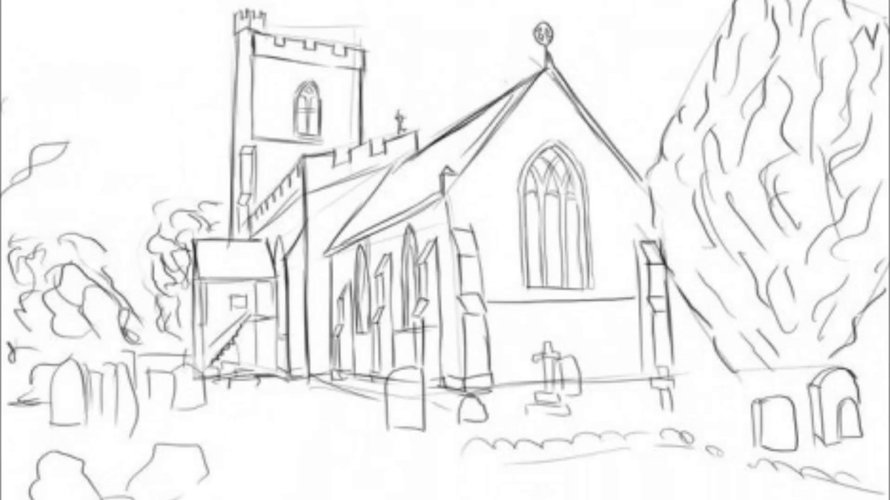 1280x720 How To Draw A Church - Church Sketch Images