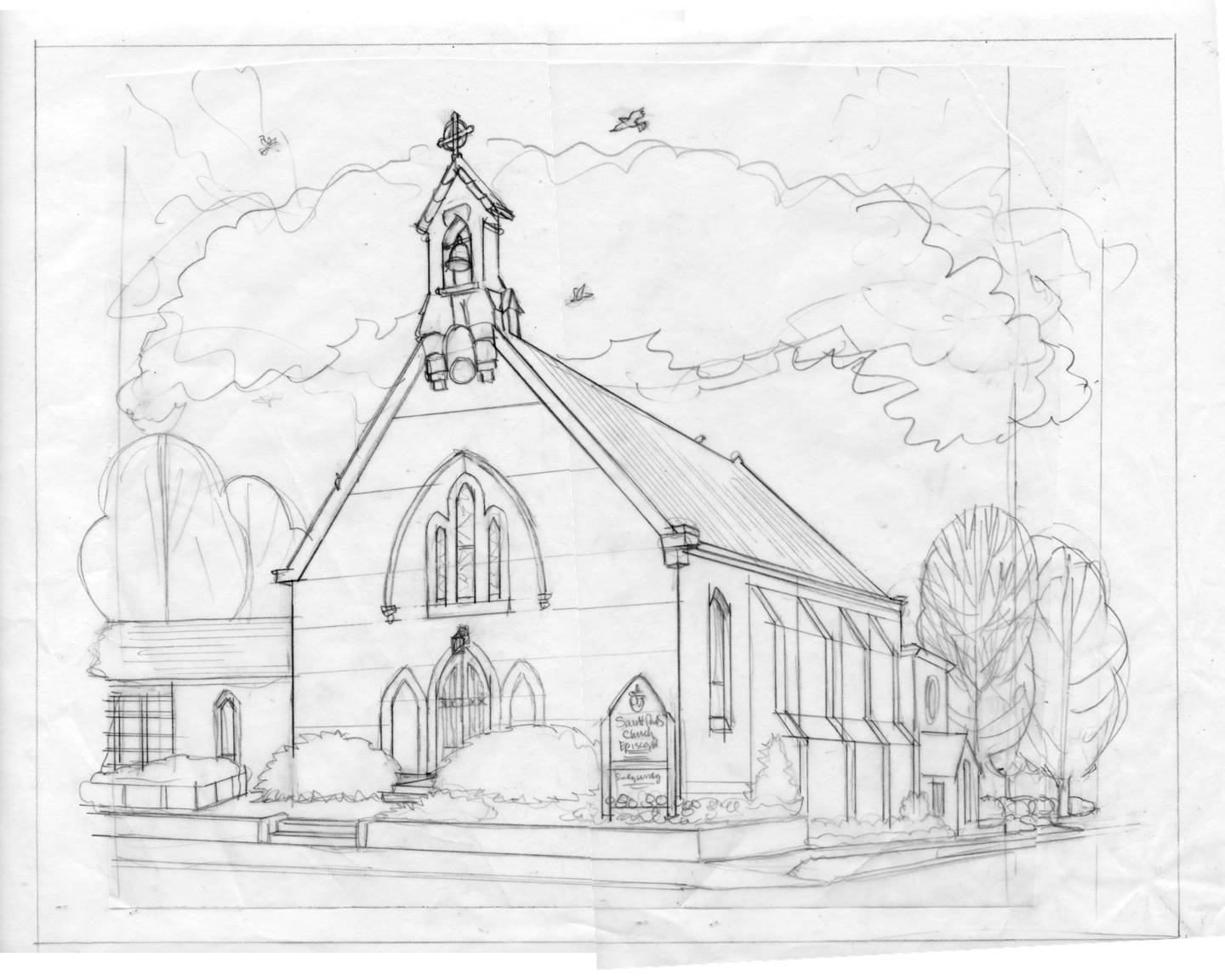 Church Sketch Images at PaintingValley.com | Explore collection of