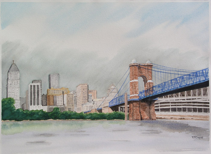 700x512 Cincinnati Skyline Painting - Cincinnati Skyline Sketch