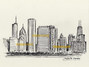 300x228 Drawn Skyline Pen - Cincinnati Skyline Sketch