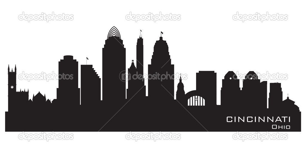 1024x512 Cincinnati Skyline Outline - Cincinnati Skyline Sketch