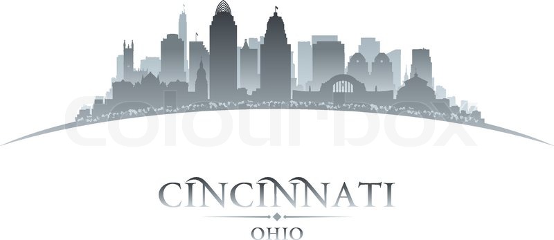 800x347 Cincinnati Ohio City Skyline Silhouette. Vector Illustration - Cincinnati Skyline Sketch