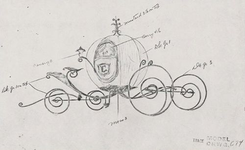 500x307 Preproduction Sketches (Alice, Belle, And Cinderella) Getting - Cinderella Carriage Sketch