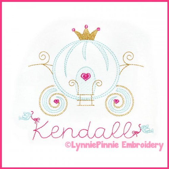570x570 Pretty Princess Carriage Colorwork Sketch Embroidery Design Etsy - Cinderella Carriage Sketch