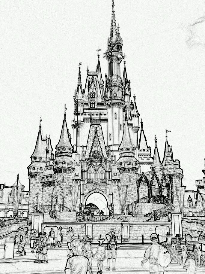 684x912 Cinderella Castle Sketch Neurocrashjs - Cinderella Castle Sketch