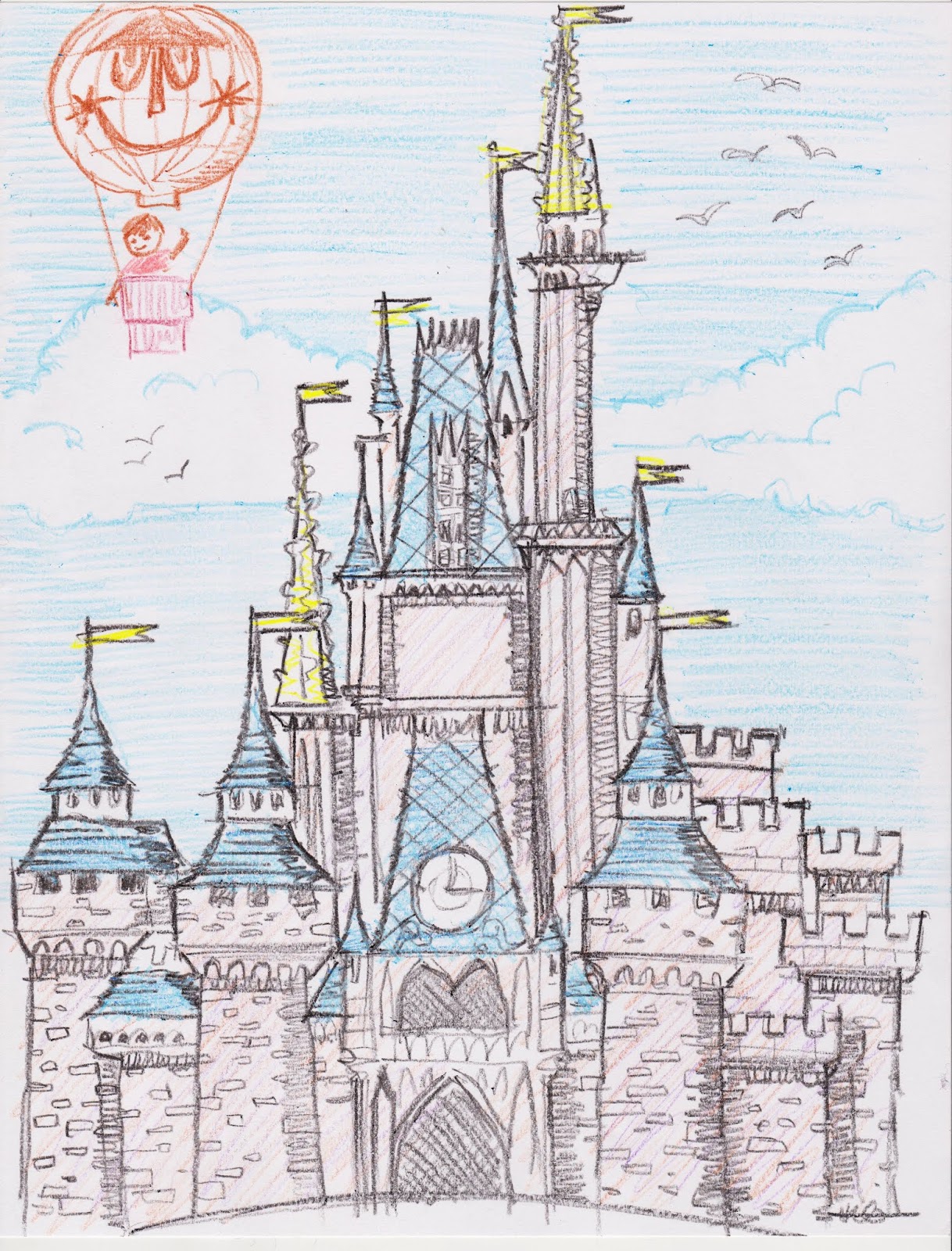 1218x1600 The One And Only, Genuine, Original Family Blog Sketch - Cinderella Castle Sketch