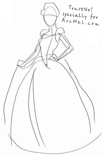 400x600 How To Draw Cinderella Step By Step - Cinderella Dress Sketch