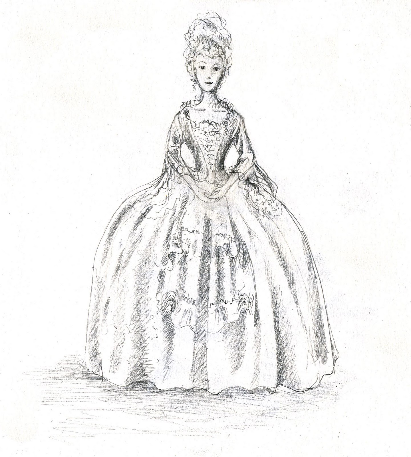 1440x1600 Susanna Moores An Early Version Of How Cinderella Might Look - Cinderella Dress Sketch