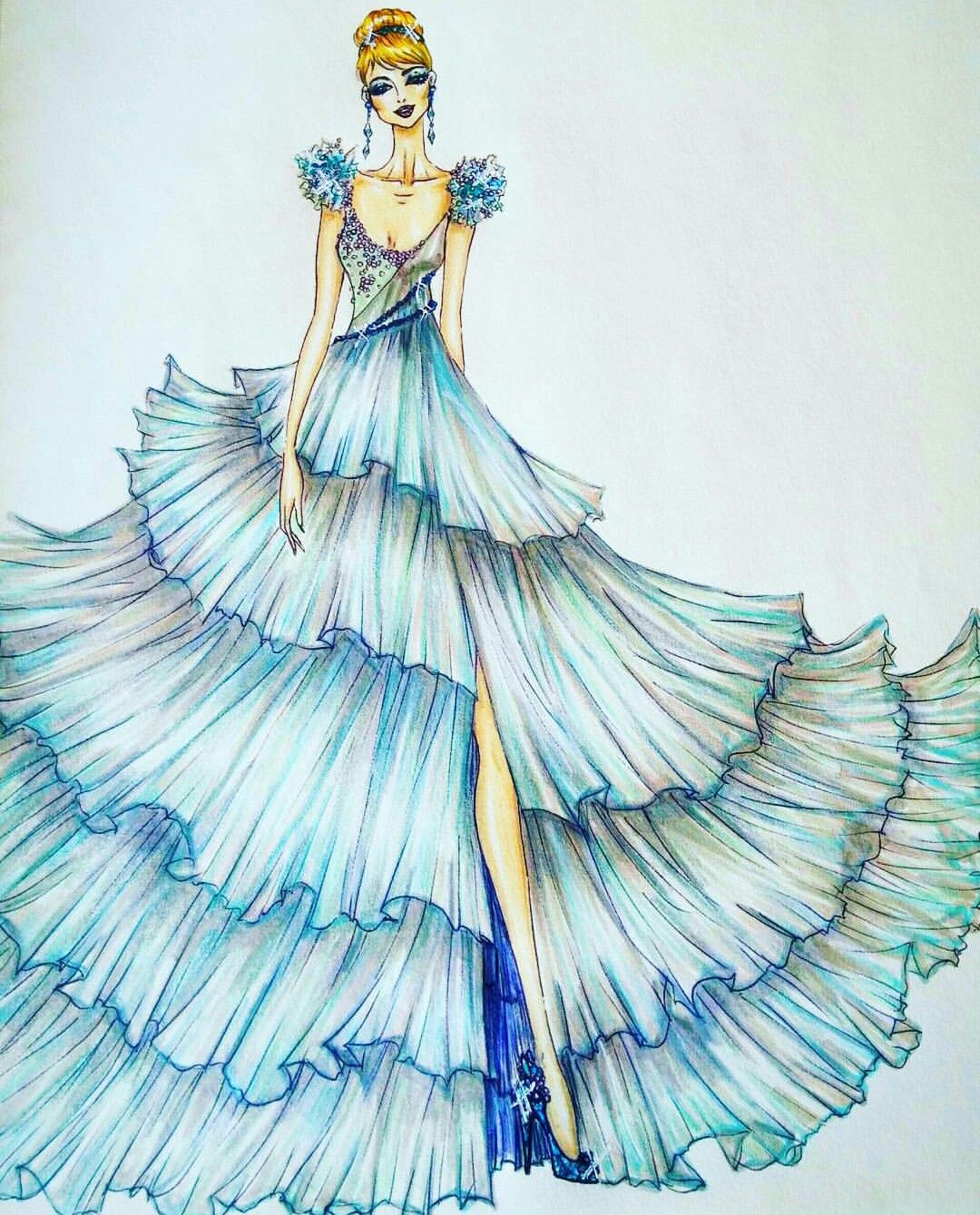 1080x1339 Cinderella Pasarela Fashion Illustrations - Cinderella Dress Sketch