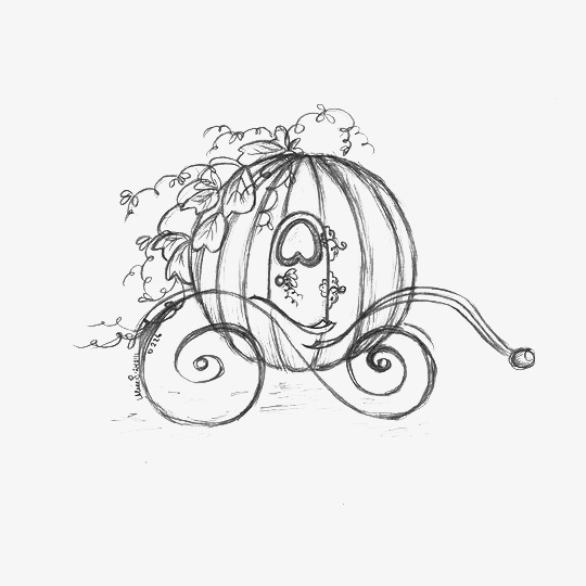 540x540 Cartoon Sketch Pumpkin Carriage, Cartoon Clipart, The Pumpkin - Cinderella Sketch