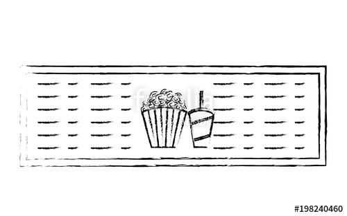 500x312 Cinema Menu Board Popcorn And Soda Vector Illustration Vector - Cinema Sketch
