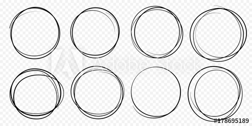 500x250 Hand Drawn Circle Line Sketch Set. Vector Circular Scribble Doodle - Circle Sketch