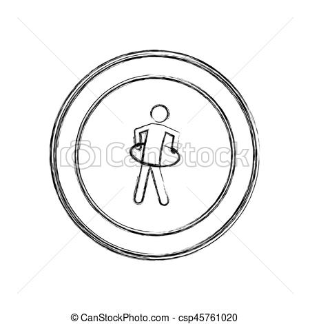450x470 Monochrome Sketch Of Training In Hula Hoop In Circular Frame - Circle Sketch Vector