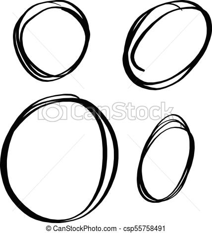 428x470 Set Circle Line Vector Illustration Sketch Hand Drawn With Black - Circle Sketch Vector