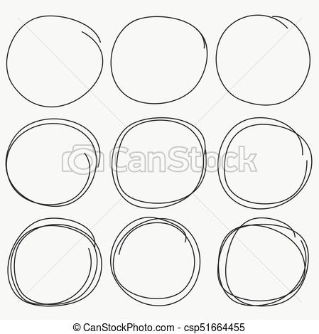 449x470 Set Of Hand Drawn Circle Elements, Hand Drawn Sketch. Vector - Circle Sketch Vector