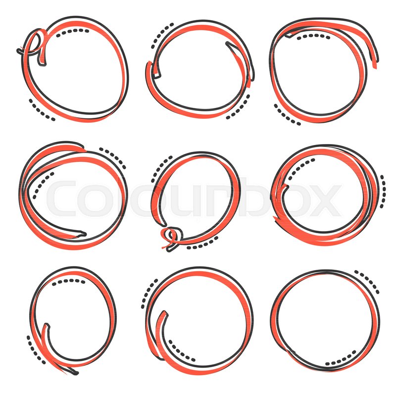 800x800 Vector Cartoon Hand Drawn Scribble Circles Icon In Comic Style - Circle Sketch Vector