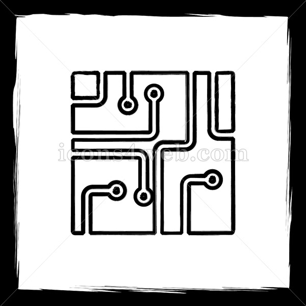 600x600 Circuit Board Sketch Icon. - Circuit Board Sketch