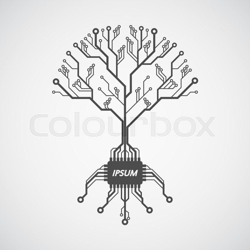800x800 Picture Of A Circuit Board Pattern Infom Of A Tree With Roots - Circuit Board Sketch