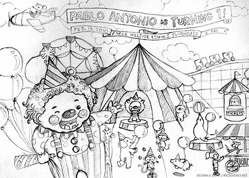 500x358 Circus Party Invite (Sketch) Final Working Sketch For A - Circus Sketch