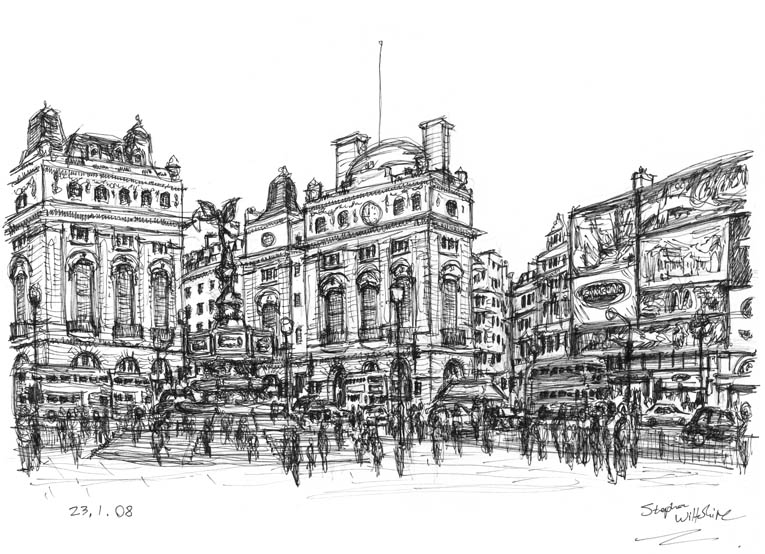 765x554 Memory Sketch Of Piccadilly Circus - Circus Sketch