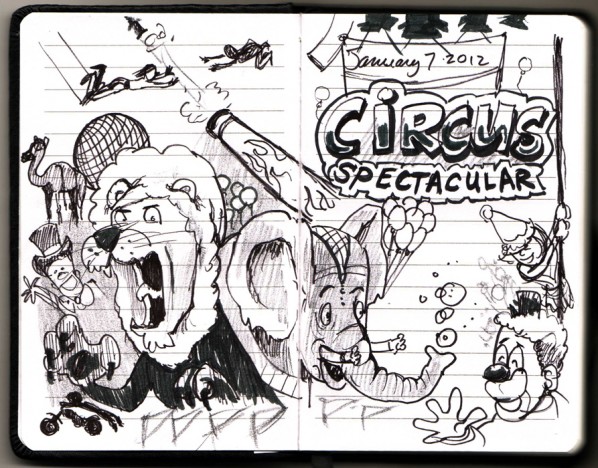 598x468 Circus Cartoon Sketch Diary Cartoon - Circus Sketch
