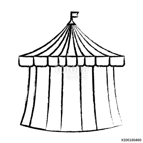 500x500 Sketch Of Circus Tent Icon Over White Background, Vector - Circus Tent Sketch
