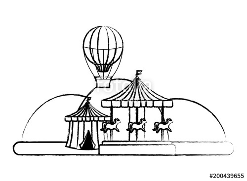 500x367 Carnival Design With Carousel And Circus Tent Icon Over Purple - Circus Tent Sketch