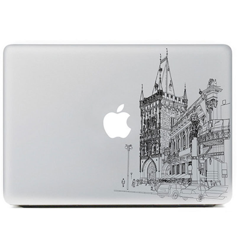 801x801 Cool Sketch City Building Vinyl Decal Laptop Skins Case For Apple - City Building Sketch