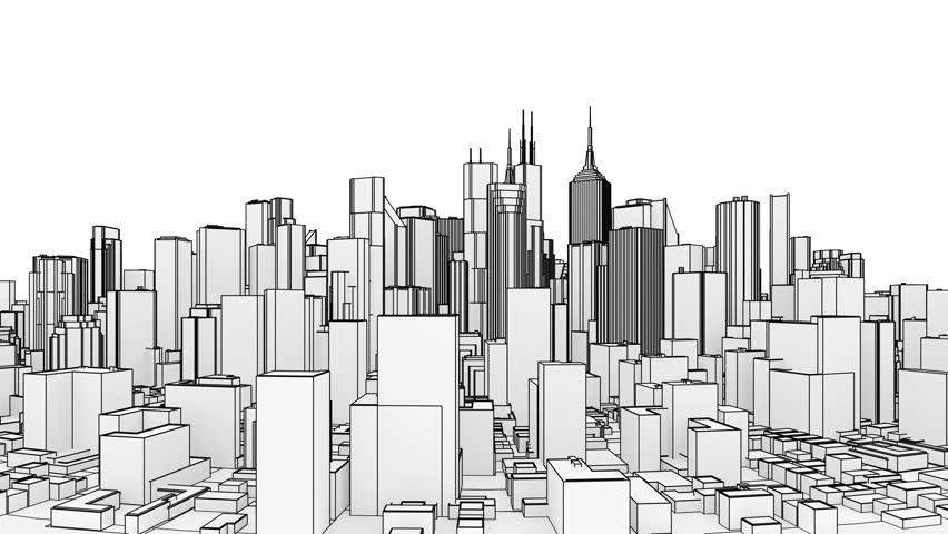 852x480 Isolated Abstract City Rotating On Stock Footage Video (100 - City Building Sketch