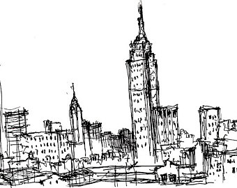 340x270 Sketch City Building Etsy - City Building Sketch