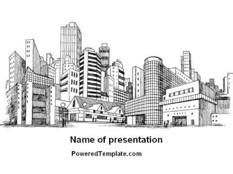 480x360 City Sketch - City Building Sketch