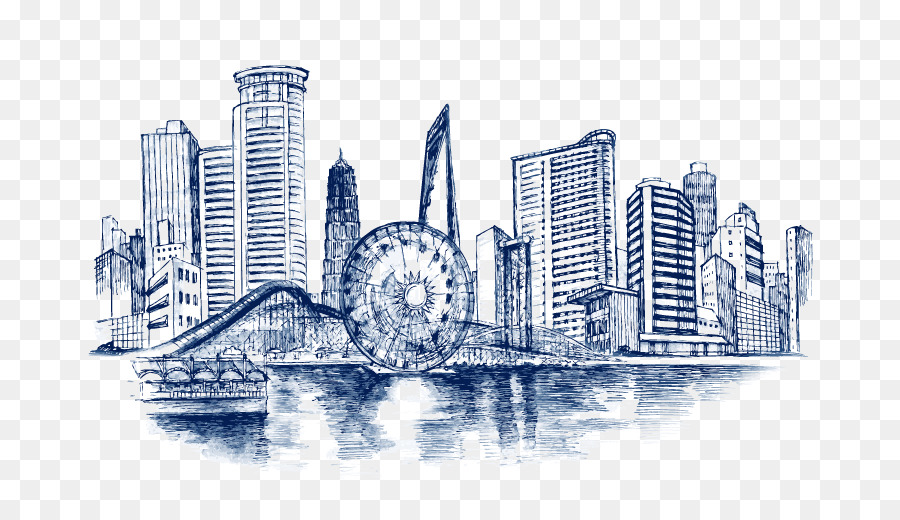 900x520 Building Drawing Architecture Sketch - City Building Sketch