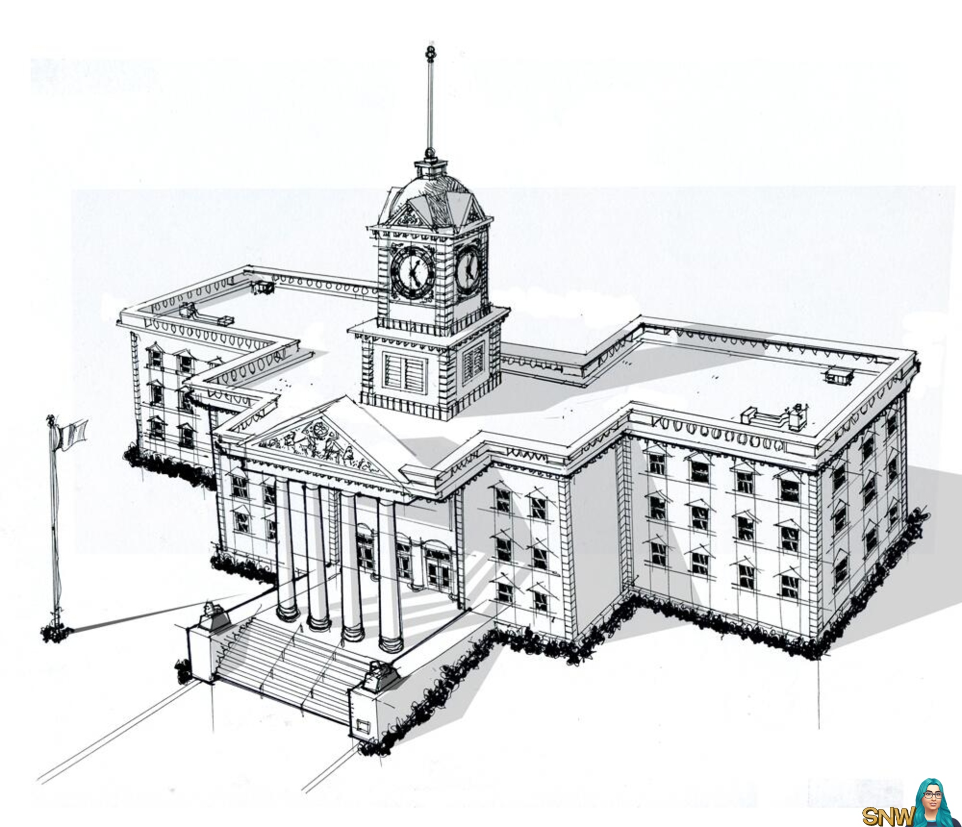 1920x1651 City Hall Concept Arts Snw - City Hall Sketch