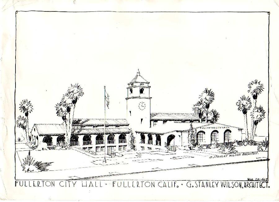 900x654 Fullerton Police Department (Old City Hall) - City Hall Sketch