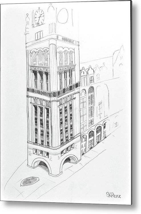 494x751 Milwaukee City Hall Metal Print By Stephanie K Pierce - City Hall Sketch