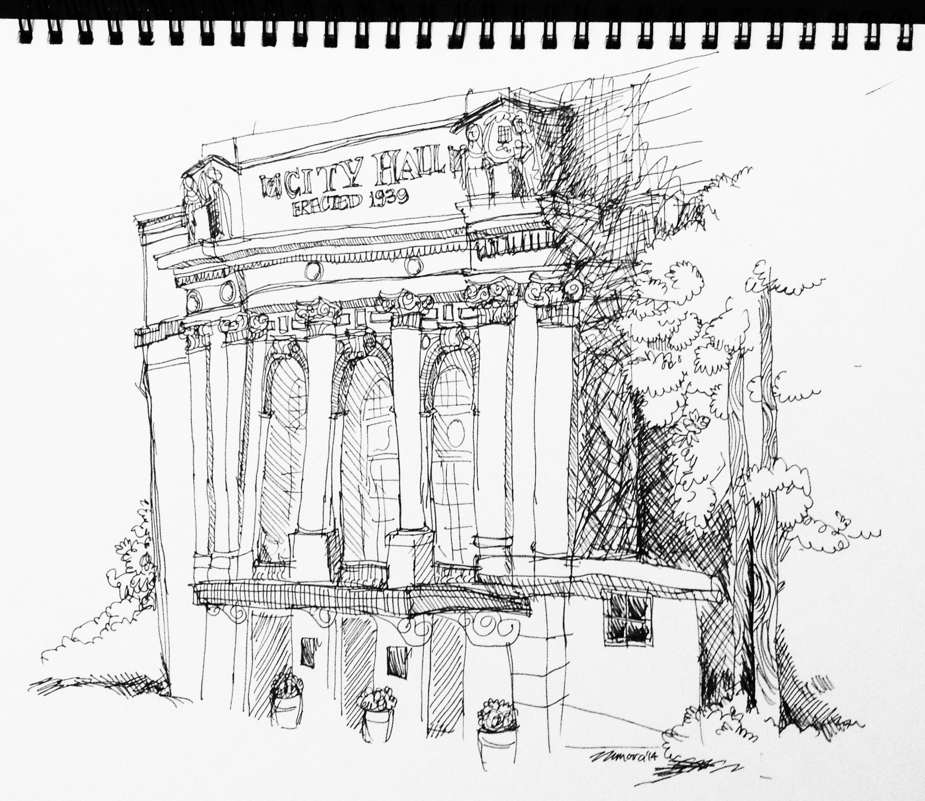 City Hall Sketch at PaintingValley.com | Explore collection of City